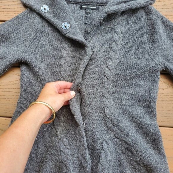 Express Gray Peplum Cardigan Snap Button Sweater Cozy Warm Neutral Preppy Boho S - Picture 7 of 10